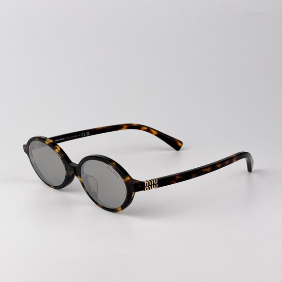 Miu Miu REGARD MU04ZSF Sunglasses – Havana Oval Grey Mirror Silver | Model VAU07 - Picture 6 of 11